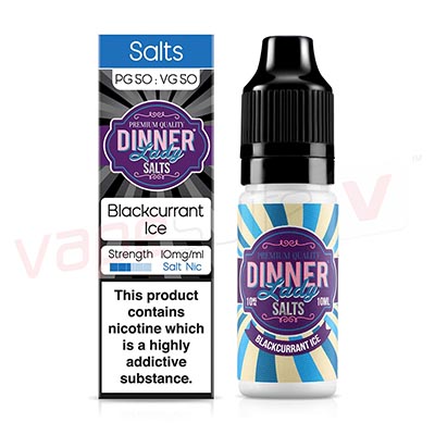 Box of 10 Dinner Lady Salts Blackcurrant Ice 10ml E-Liquid