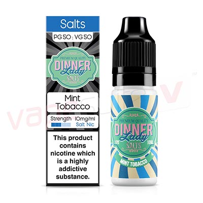 Box of 10 Dinner Lady Salts Mint Tobacco 10ml Nic Salt