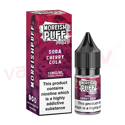 Box of 10 Moreish Puff Soda Cherry Cola 10ml Nic Salt