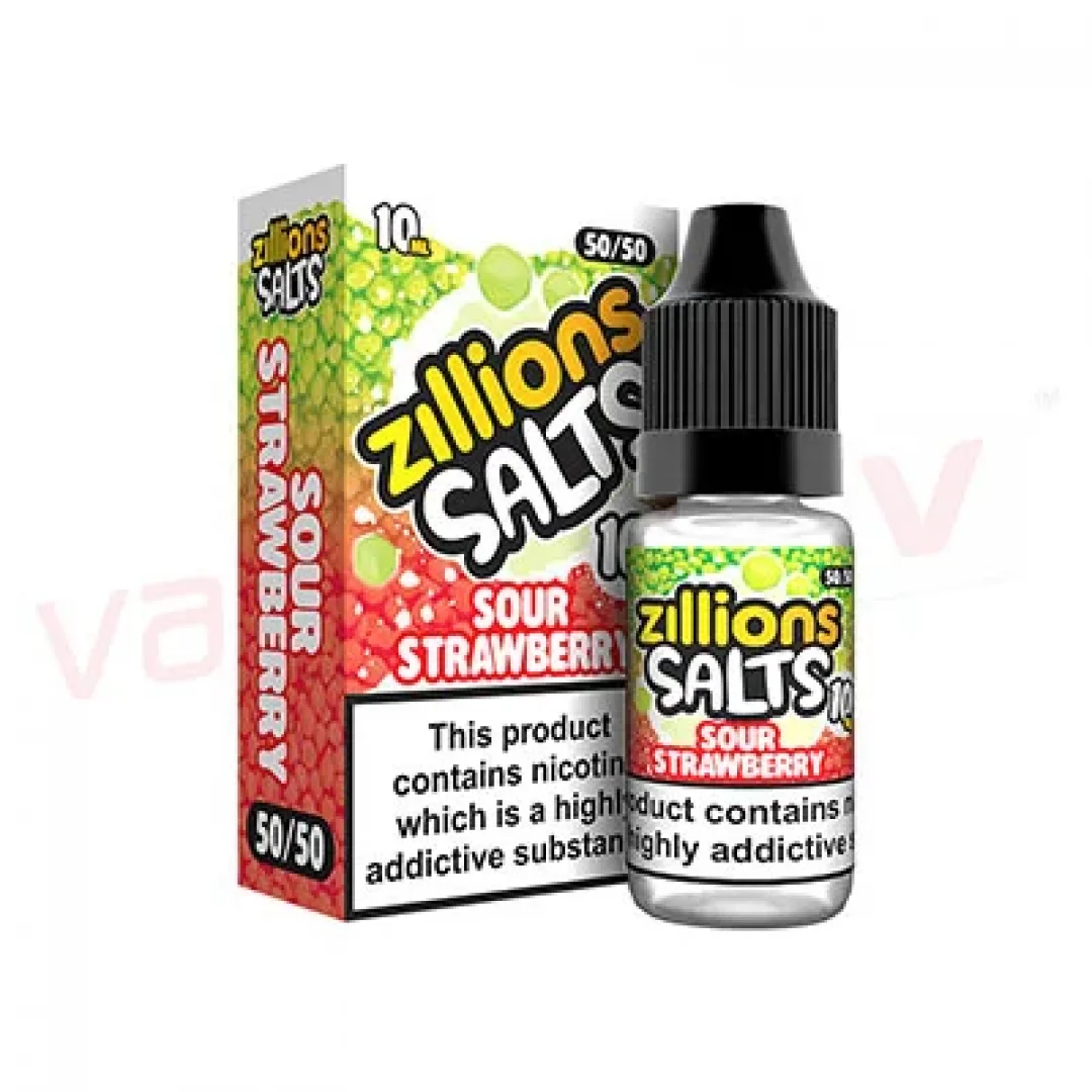 Box of 10 Sour Strawberry by Zillions 50:50 10ml
