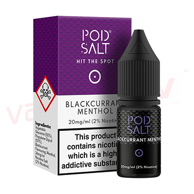 Box of 10 Blackcurrant Menthol by Pod Salt 10ml E-liquid