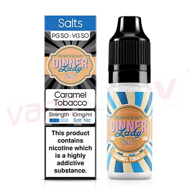 Box of 10 Dinner Lady Salts Caramel Tobacco 10ml E-Liquid