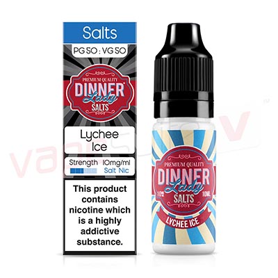 Box of 10 Dinner Lady Salts Lychee Ice 10ml Nic Salt