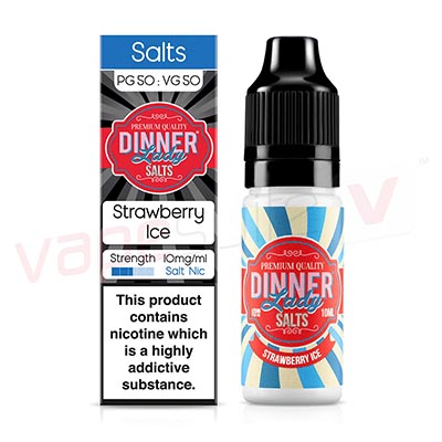 Box of 10 Dinner Lady Salts Strawberry Ice 10ml Nic Salt