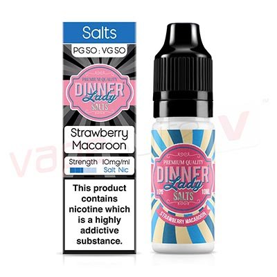Box of 10 Dinner Lady Salts Strawberry Macaroon 10ml Nic Salt