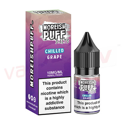 Box of 10 Moreish Puff Chilled Grape 10ml Nic Salt