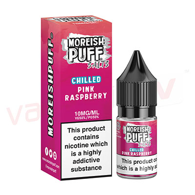 Box of 10 Moreish Puff Chilled Pink Raspberry 10ml Nic Salt