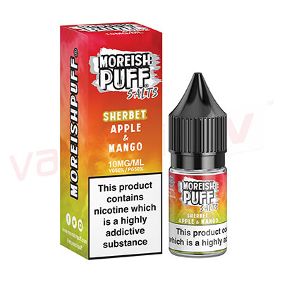 Box of 10 Moreish Puff Sherbet Apple Mango 10ml Nic Salt