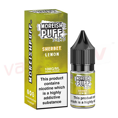 Box of 10 Moreish Puff Sherbet Lemon 10ml Nic Salt
