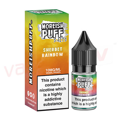 Box of 10 Moreish Puff Sherbet Rainbow 10ml Nic Salt