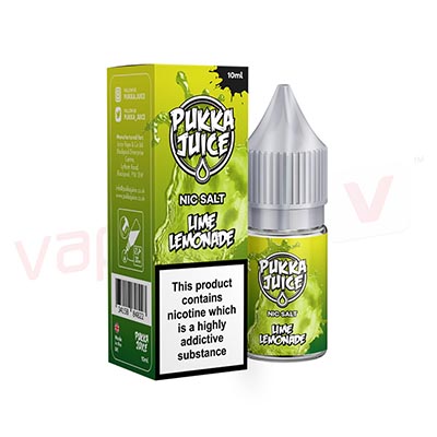 Box of 10 Pukka Juice Lime Lemonade 10ml Nic Salt E-liquid
