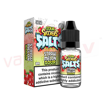 Box of 10 Straw Melon Sour by Sour Shockers 10ml 50:50