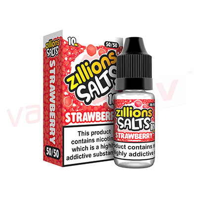 Box of 10 Strawberry by Zillions 50:50 10ml