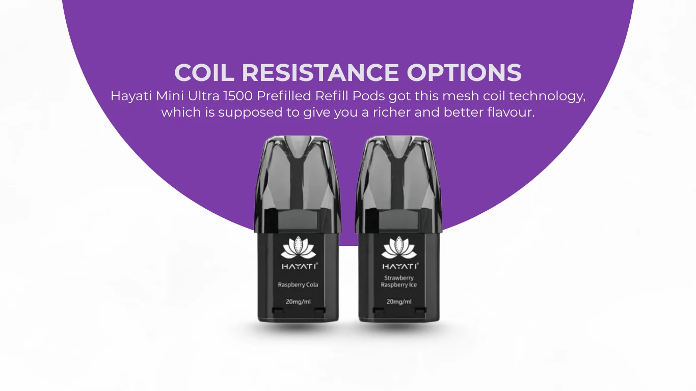 Hayati Mini Ultra 1500 Prefilled Pod Coil Resistance